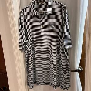 Peter Millar blue white striped summer comfort polo shirt size xl